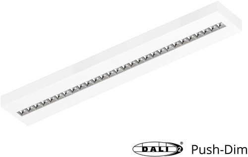 Pragmalux LED Opbouwarmatuur Optic hoogglans reflector 20x120cm 36W 4400-4800lm 3000K-3500K-4000K 3CCT CRI>90 UGR<16 wit RAL9003 + Philips DALI driver