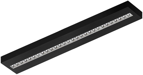 Pragmalux LED Opbouwarmatuur Optic hoogglans reflector 20x120cm 26-36W 3600-4800lm 3000K-3500K-4000K 3CCT CRI>90 UGR<16 zwart RAL9005 + Philips driver