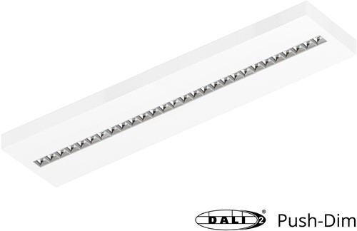 Pragmalux LED Opbouwarmatuur Optic hoogglans reflector 30x120cm 36W 4400-4800lm 3000K-3500K-4000K 3CCT CRI>90 UGR<16 wit RAL9003 + Philips DALI driver
