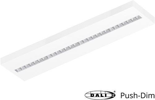 Pragmalux LED Opbouwarmatuur Optic matte reflector 30x120cm 36W 4350-4750lm 3000K-3500K-4000K 3CCT CRI>90 UGR<16 wit RAL9003 + Philips DALI driver