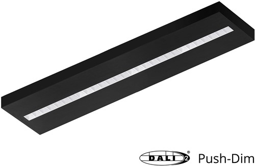 Pragmalux LED Opbouwarmatuur Optic witte reflector 30x120cm 36W 4350-4750lm 3000K-3500K-4000K 3CCT CRI>90 UGR<16 zwart RAL9005 + Philips DALI driver