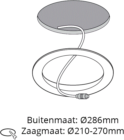 Pragmalux LED Downlight Spectre afstandsring yderstørrelse Ø286 saw størrelse Ø210 sort