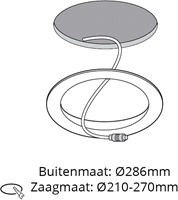 Pragmalux LED Downlight Spectre opvulring buitenmaat 286mm zaagmaat 210-270mm wit-1
