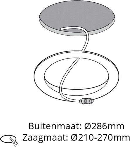 Pragmalux LED Downlight Spectre opvulring buitenmaat 286mm zaagmaat 210-270mm wit-1