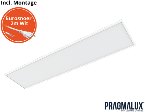 Pragmalux LED Paneel 30x120cm Essence G3 25-34W 3000K-6000K 3-CCT 3050-4350lm UGR<19 +Driver incl. eurosnoer 2m wit (2x28W)