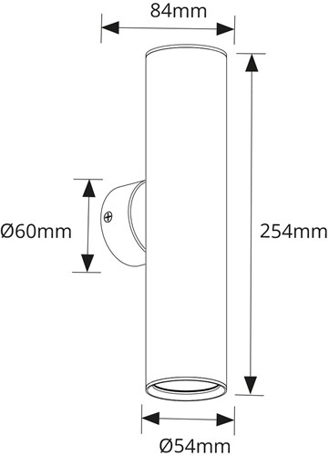 Pragmalux wandarmatuur Pareto 54 Rond up/down Ø54x254mm messing RAL1001 - incl. GU10 fitting-1
