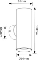 Pragmalux wandarmatuur Pareto 66 Rond up/down Ø66x180mm wit RAL9003 - incl. GU10 fitting-1