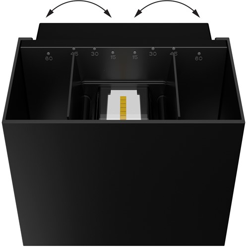 Pragmalux LED Wandarmatuur Parono IP65 Up/Down 6W 500lm 2700K instelbare lichtbundel Zwart RAL9005-3