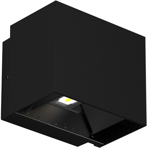 Pragmalux LED Wandarmatuur Parono IP65 Up/Down 6W 500lm 2700K instelbare lichtbundel Zwart RAL9005-1