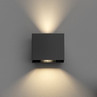 Pragmalux LED Wandarmatuur Parono IP65 Up/Down 6W 580lm 3000K instelbare lichtbundel Zwart RAL9005-7