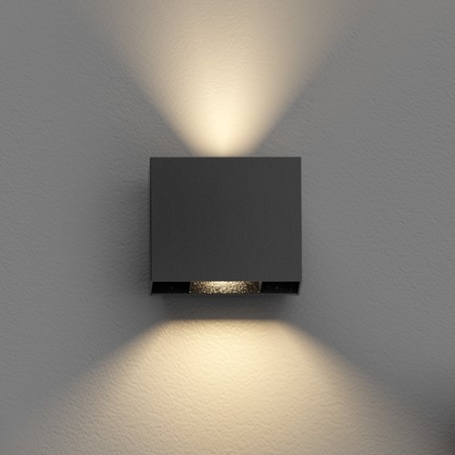 Pragmalux LED Wandarmatuur Parono IP65 Up/Down 6W 580lm 3000K instelbare lichtbundel Zwart RAL9005-7