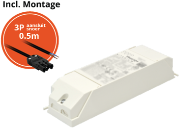Philips Driver Xitanium 20W/m 330mA 44V DS I 230V incl. DC kabel & 3P Aansluitsnoer