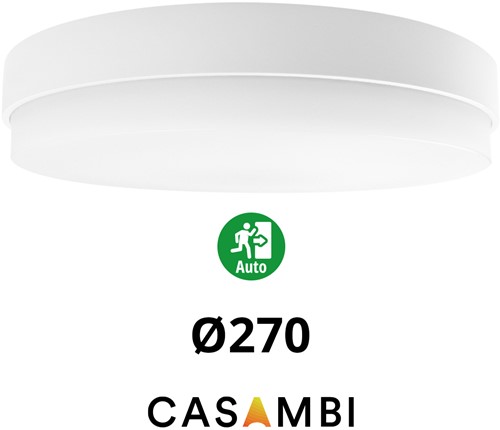 Pragmalux LED Plafonnière / Wandarmatuur Dura-S Wit Ø270 IP64 IK10 max.9W 1050-1100lm 3000K-3500K-4000K 3-CCT + Casambi driver + noodmodule 1uur autotest