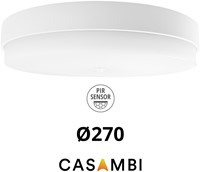 Pragmalux LED Plafonnière / Wandarmatuur Dura-S Wit Ø270 IP64 IK10 max.9W 1050-1100lm 3000K-3500K-4000K 3-CCT + Casambi PIR sensor