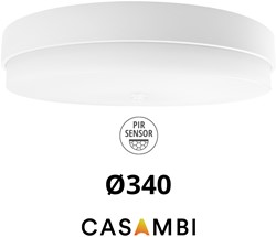 Pragmalux LED Plafonnière / Wandarmatuur Dura-M Wit Ø340 IP64 IK10 max.18W 2200-2300lm 3000K-3500K-4000K 3-CCT + Casambi PIR sensor