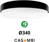 Pragmalux LED Plafonnière / Wandarmatuur Dura-M Zwart Ø340 IP64 IK10 max.18W 2200-2300lm 3000K-3500K-4000K 3-CCT + Casambi driver + noodmodule 1uur autotest