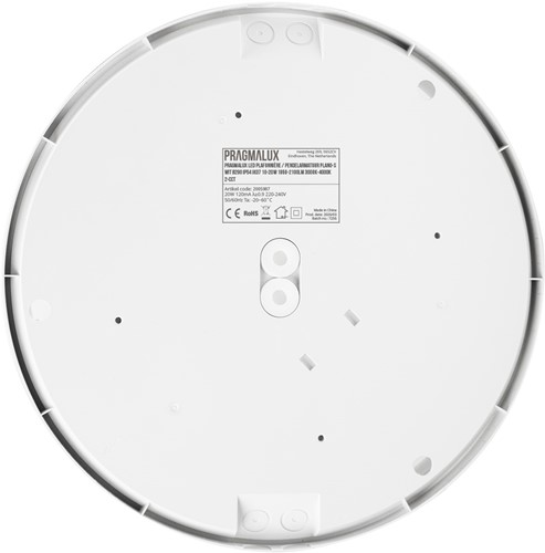 Pragmalux LED Plafonnière / Pendelarmatuur Plano-S Wit Ø290 IP54 IK07 10-20W 1050-2100lm 3000K-4000K 2-CCT + noodmodule 1uur autotest-3