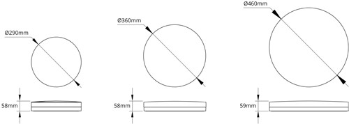 Pragmalux LED Plafonnière / Pendelarmatuur Plano-M Wit Ø360 IP54 IK07 15-30W 1600-3300lm 3000K-4000K 2-CCT + bewegingssensor-6