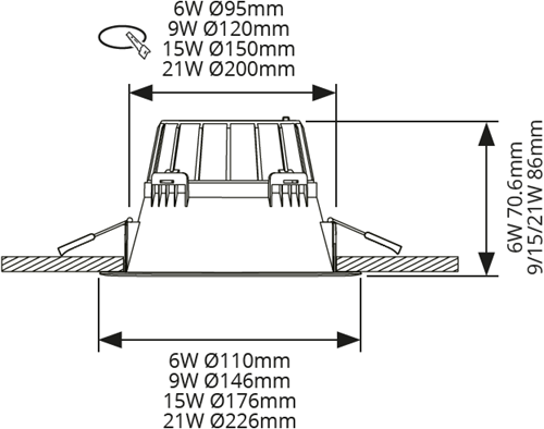 Pragmalux LED Downlight Essence UGR IP54 wit max. 15W 3000K-6000K 3-CCT max. 2000lm 60D Ø176 Buitenmaat - Gatmaat Ø150 UGR<19 incl. TCI Casambi Driver-3