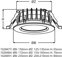 Pragmalux LED Downlight Fora IP65 172 - 150 10-20W 900-2000lm 3000K-4000K 2-CCT wit +Universele LED Driver (DALI2, 1-10V, Push-dim)-3