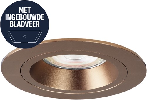 Pragmalux Inbouwspot met bladveren Ados Rond Bronze RAL8000 - Incl. GU10 Fitting