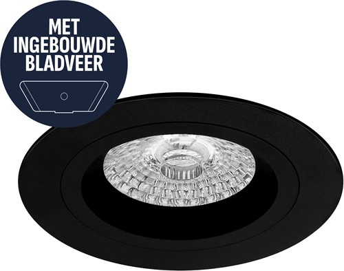 Pragmalux Inbouwspot met bladveren Ados Rond zwart RAL9004 - Incl. GU10 Fitting
