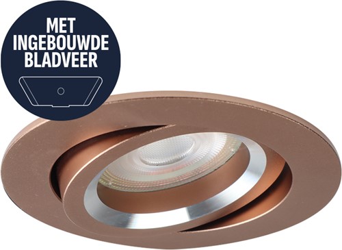 Pragmalux Inbouwspot met bladveren Aura Rond Kantelbaar  Rosé goud RAL1024 - Incl. GU10 Fitting