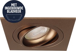 Pragmalux Inbouwspot met bladveren Boxy Vierkant Kantelbaar Bronze RAL8000 - Incl. GU10 Fitting