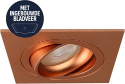 Pragmalux Inbouwspot met bladveren Boxy Vierkant Kantelbaar Koper RAL1001 - Incl. GU10 Fitting