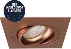 Pragmalux Inbouwspot met bladveren Boxy Vierkant Kantelbaar  Rosé goud RAL1024 - Incl. GU10 Fitting