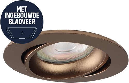 Pragmalux Inbouwspot met bladveren Delta Rond Kantelbaar Bronze RAL8000 - Incl. GU10 Fitting