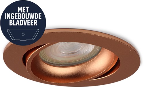 Pragmalux Inbouwspot met bladveren Delta Rond Kantelbaar Koper RAL1001 - Incl. GU10 Fitting