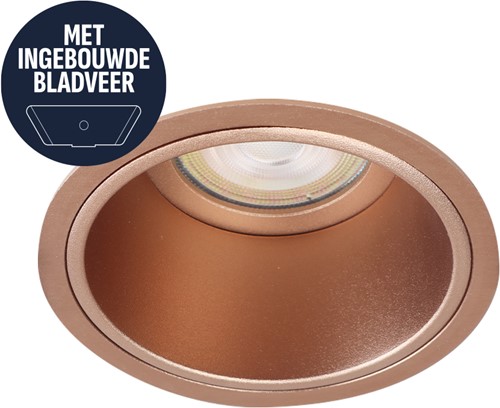 Pragmalux Inbouwspot met bladveren Mido Rond  Rosé goud RAL1024 - Incl. GU10 Fitting