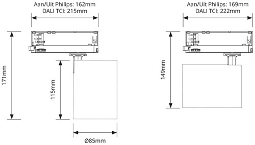 Pragmalux LED 3-Fase Railspot Punto 24W 3300lm 3000K CRI>90 38D Zwart RAL9005 DALI2-2
