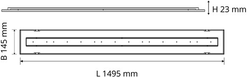 Pragmalux LED Bandrasterarmatuur Optic zwarte reflector 145x1495mm 26-36W 3200-4400lm 3000K-3500K-4000K 3CCT CRI>90 UGR<16 zwart RAL9005 + Philips driver + plenum-2
