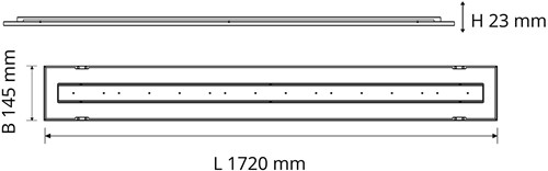 Pragmalux LED Bandrasterarmatuur Optic witte reflector 145x1720mm 36W 4350-4750lm 3000K-3500K-4000K 3CCT CRI>90 UGR<16 zwart RAL9005 + Philips DALI driver + plenum-2