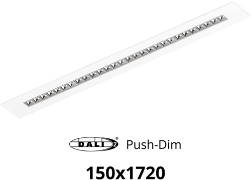 Pragmalux LED Bandrasterarmatuur Optic hoogglans reflector 145x1720mm 36W 4400-4800lm 3000K-3500K-4000K 3CCT CRI>90 UGR<16 wit RAL9003 + Philips DALI driver + plenum