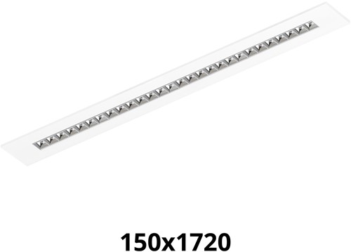 Pragmalux LED Bandrasterarmatuur Optic hoogglans reflector 145x1720mm 26-36W 3600-4800lm 3000K-3500K-4000K 3CCT CRI>90 UGR<16 wit RAL9003 + Philips driver + plenum