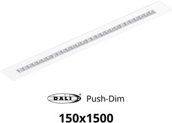 Pragmalux LED Bandrasterarmatuur Optic matte reflector 145x1495mm 36W 4350-4750lm 3000K-3500K-4000K 3CCT CRI>90 UGR<16 wit RAL9003 + Philips DALI driver + plenum