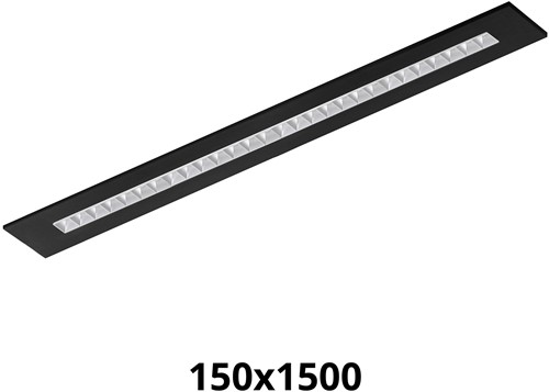 Pragmalux LED Bandrasterarmatuur Optic matte reflector 145x1495mm 36W 4350-4750lm 3000K-3500K-4000K 3CCT CRI>90 UGR<16 zwart RAL9005 + Philips DALI driver + plenum-1