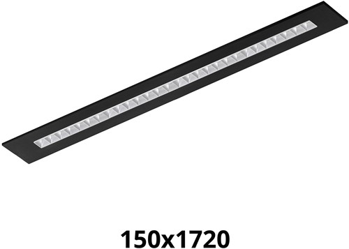 Pragmalux LED Bandrasterarmatuur Optic matte reflector 145x1720mm 36W 4350-4750lm 3000K-3500K-4000K 3CCT CRI>90 UGR<16 zwart RAL9005 + Philips DALI driver + plenum-1