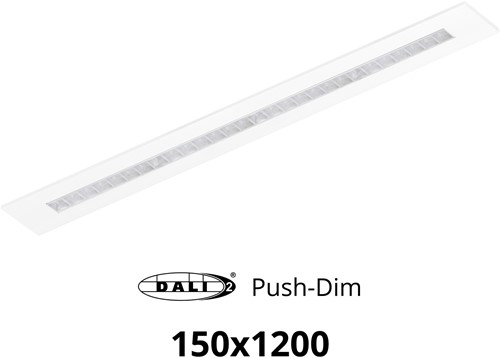 Pragmalux LED Bandrasterarmatuur Optic transparant reflector 145x1195mm 36W 4400-4800lm 3000K-3500K-4000K 3CCT CRI>90 UGR<16 wit RAL9003 + Philips DALI driver + plenum