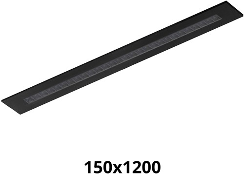 Pragmalux LED Bandrasterarmatuur Optic transparant reflector 145x1195mm 26-36W 3600-4800lm 3000K-3500K-4000K 3CCT CRI>90 UGR<16 zwart RAL9005 + Philips driver + plenum