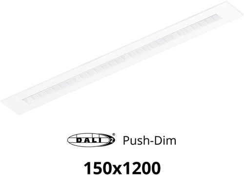 Pragmalux LED Bandrasterarmatuur Optic witte reflector 145x1195mm 36W 4350-4750lm 3000K-3500K-4000K 3CCT CRI>90 UGR<16 wit RAL9003 + Philips DALI driver + plenum