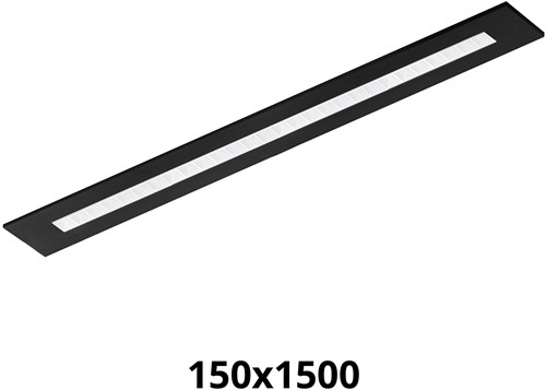 Pragmalux LED Bandrasterarmatuur Optic witte reflector 145x1495mm 26-36W 3550-4750lm 3000K-3500K-4000K 3CCT CRI>90 UGR<16 zwart RAL9005 + Philips driver + plenum