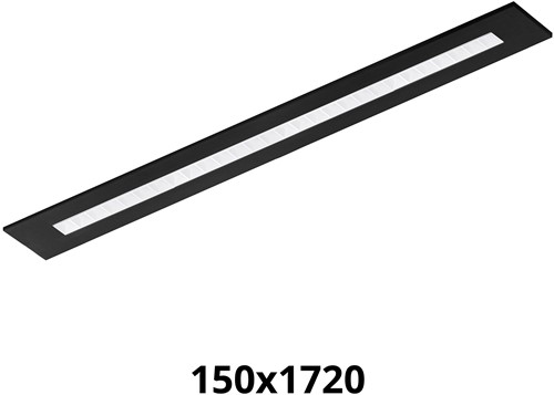 Pragmalux LED Bandrasterarmatuur Optic witte reflector 145x1720mm 26-36W 3550-4750lm 3000K-3500K-4000K 3CCT CRI>90 UGR<16 zwart RAL9005 + Philips driver + plenum