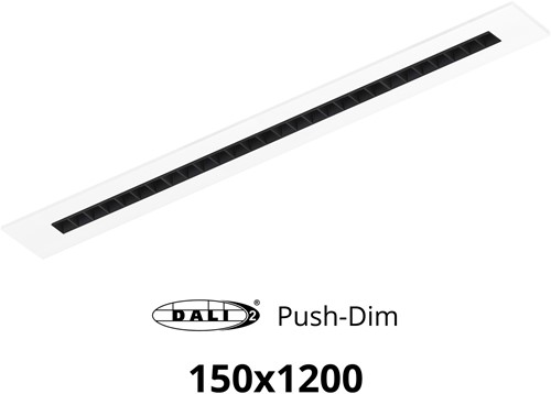 Pragmalux LED Bandrasterarmatuur Optic zwarte reflector 145x1195mm 36W 4050-4400lm 3000K-3500K-4000K 3CCT CRI>90 UGR<16 wit RAL9003 + Philips DALI driver + plenum