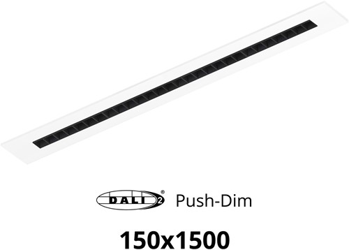 Pragmalux LED Bandrasterarmatuur Optic zwarte reflector 145x1495mm 36W 4050-4400lm 3000K-3500K-4000K 3CCT CRI>90 UGR<16 wit RAL9003 + Philips DALI driver + plenum