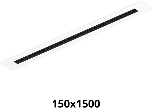 Pragmalux LED Bandrasterarmatuur Optic zwarte reflector 145x1495mm 26-36W 3200-4400lm 3000K-3500K-4000K 3CCT CRI>90 UGR<16 wit RAL9003 + Philips driver + plenum