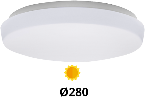 Pragmalux LED Plafonniere / Wandarmatuur Polo G3 IP64 12W 3000K-6000K 3-CCT 1000-1100lm 280 (2x18W) +Daglichtsensor